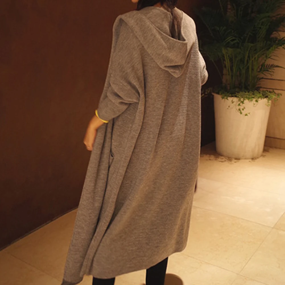 Женский однотонный Кардиган с длинным рукавом и большими карманами |