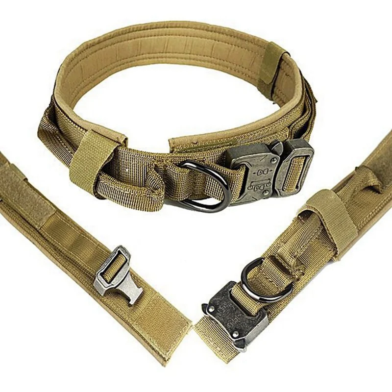 Tactical Dog Heavy Duty Collar With Control Handle Pet Adjustable Military Training Walking Large Supplies | Дом и сад