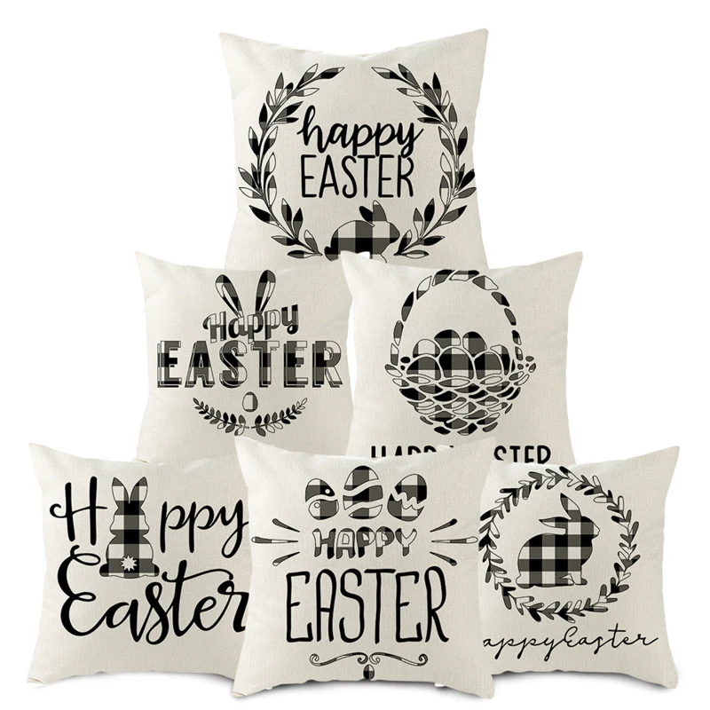 Льняная наволочка для подушки Fuwatacchi с пасхальным принтом наволочки дома дивана
