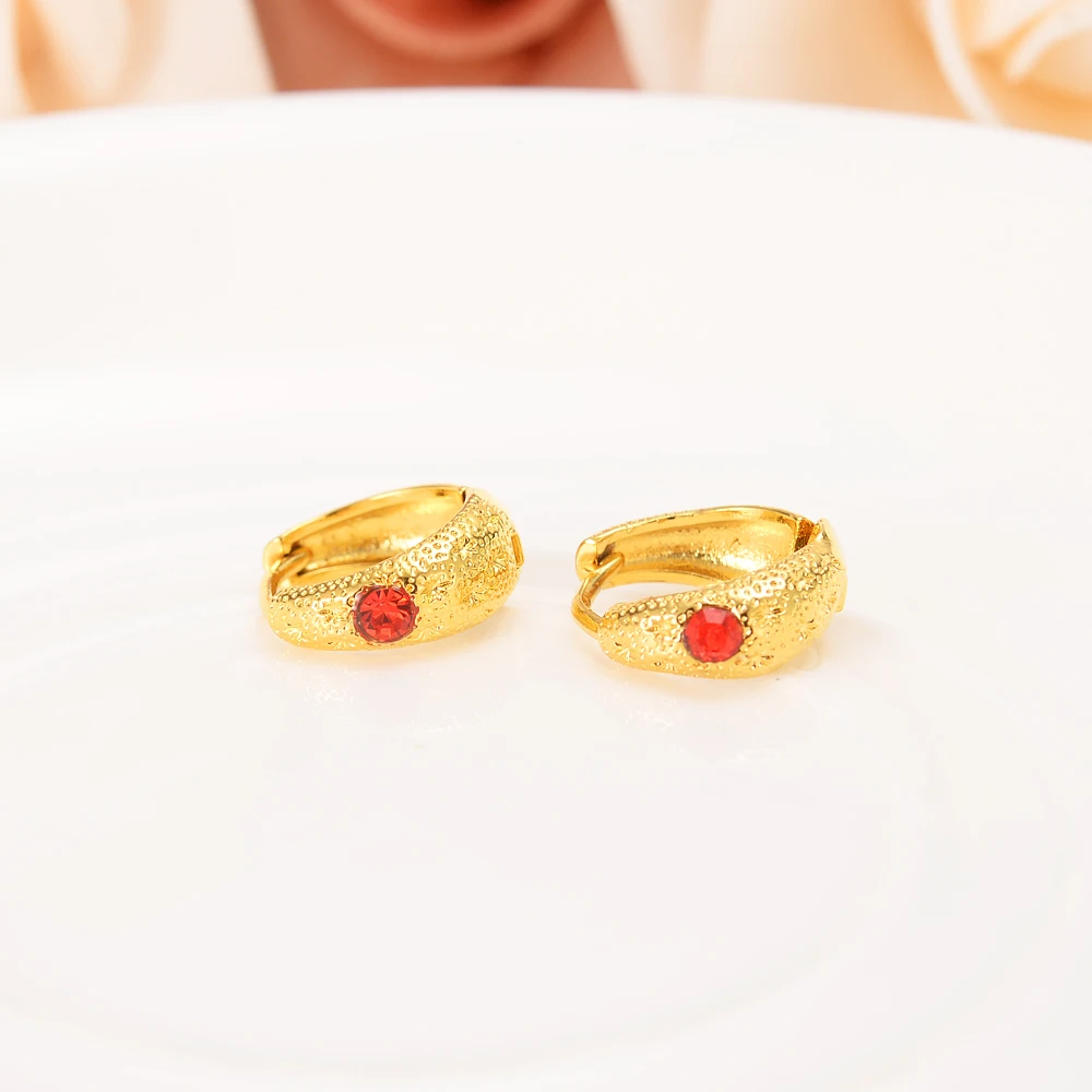 Серьги с красным Цирконом для девочек роскошные милые безопасные ювелирные