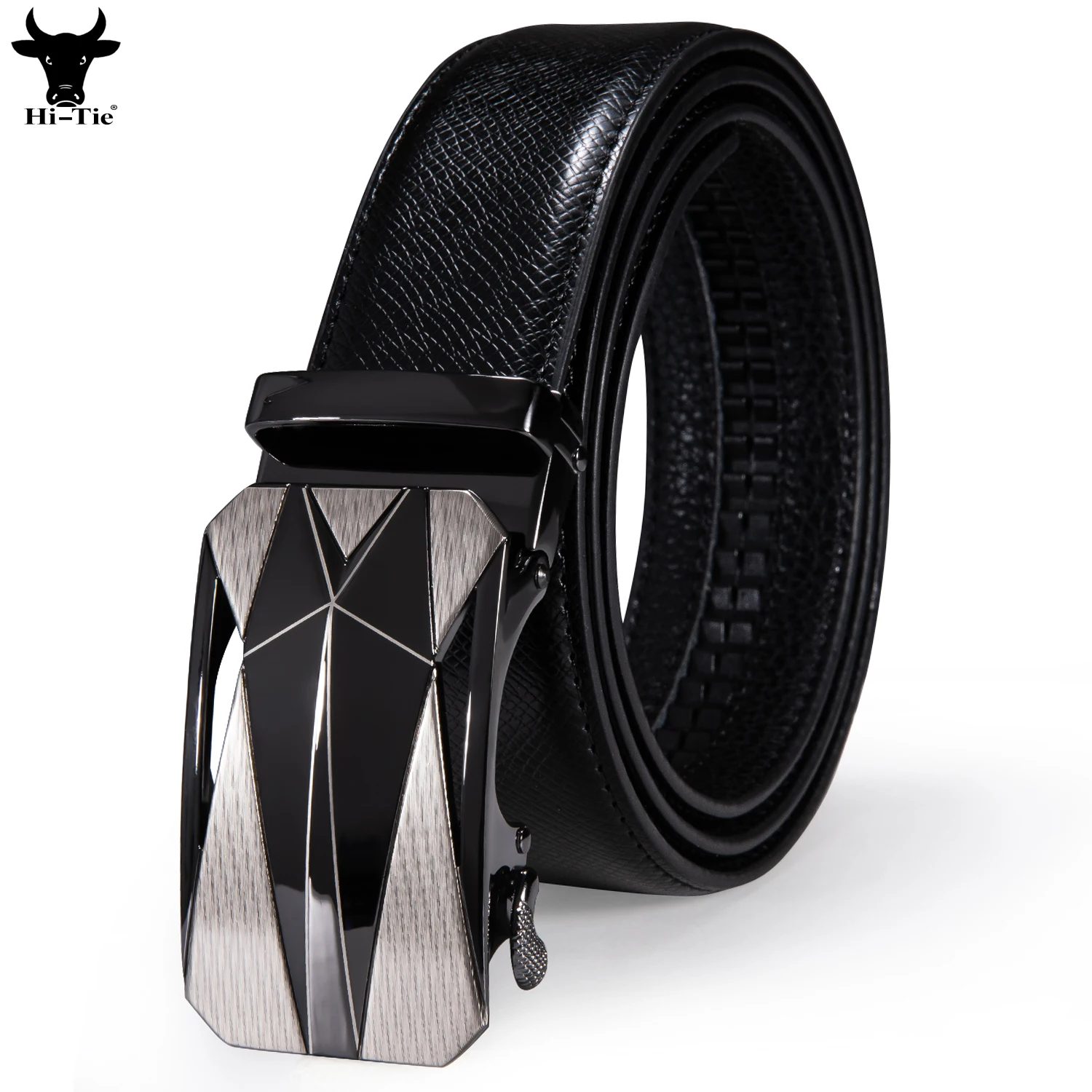 Luxury Designer Automatic Buckles Mens Belts Black Genuine Leather Ratchet Vintage Waistband Belt for Men Jeans Dress Suit Gift