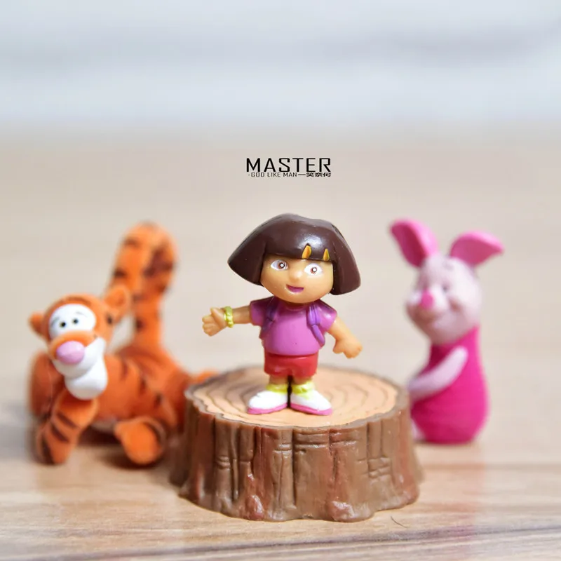 

24PCS/lot 3CM Adventurous Dora little girl Mini cartoon doll model ornament toy DIY