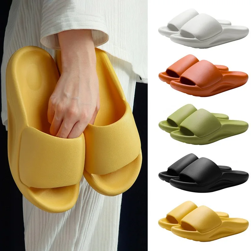 

Fashion Slippers Men Women Summer Thick Bottom Indoor Home Slides Bathroom Shoes Non-slip Soft Cool Couples 2021 New Slippers