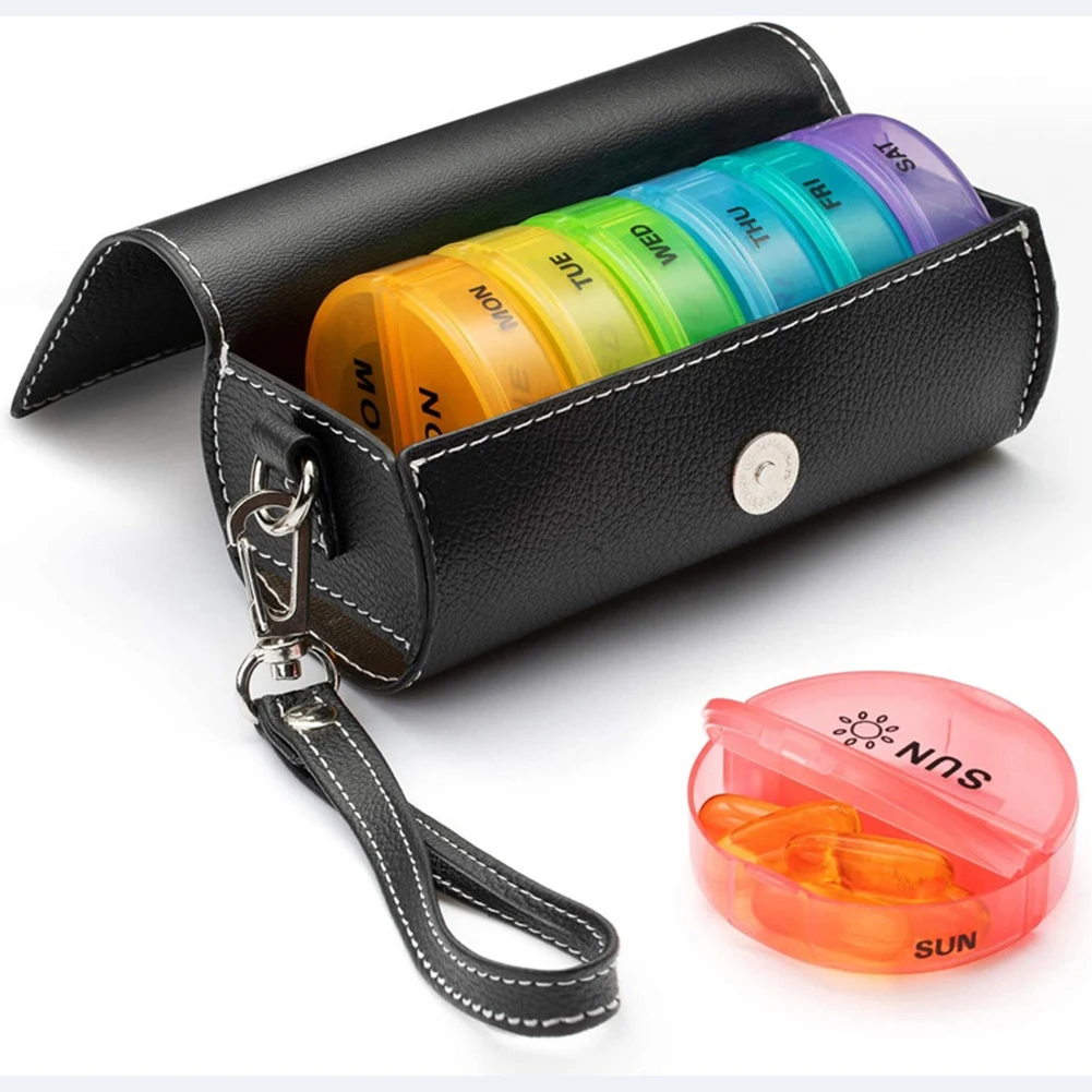 

Storage Organizer Container Case Portable Waterproof Small Medicine Holder Tablet Container Compartments with Bag