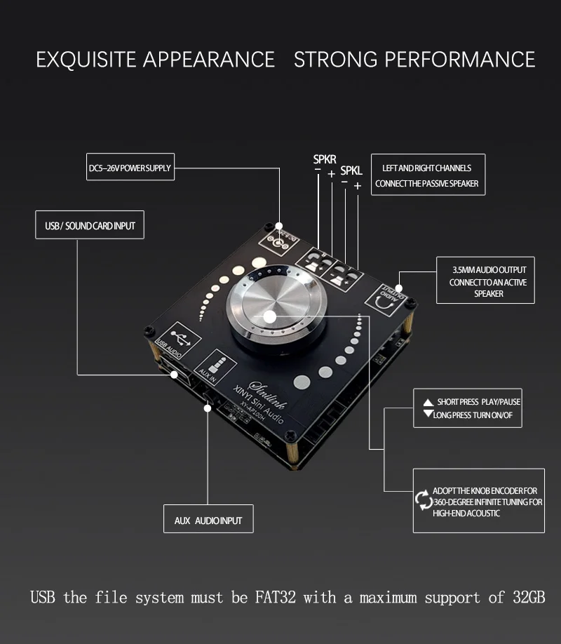 XY AP100H 100W 8 26v Hi Fi стерео Bluetooth цифровой усилитель мощности модуля tpa3116|Детали и