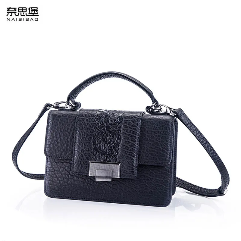 Модные роскошные сумки NASIBAO из натуральной воловьей кожи с тиснением женские