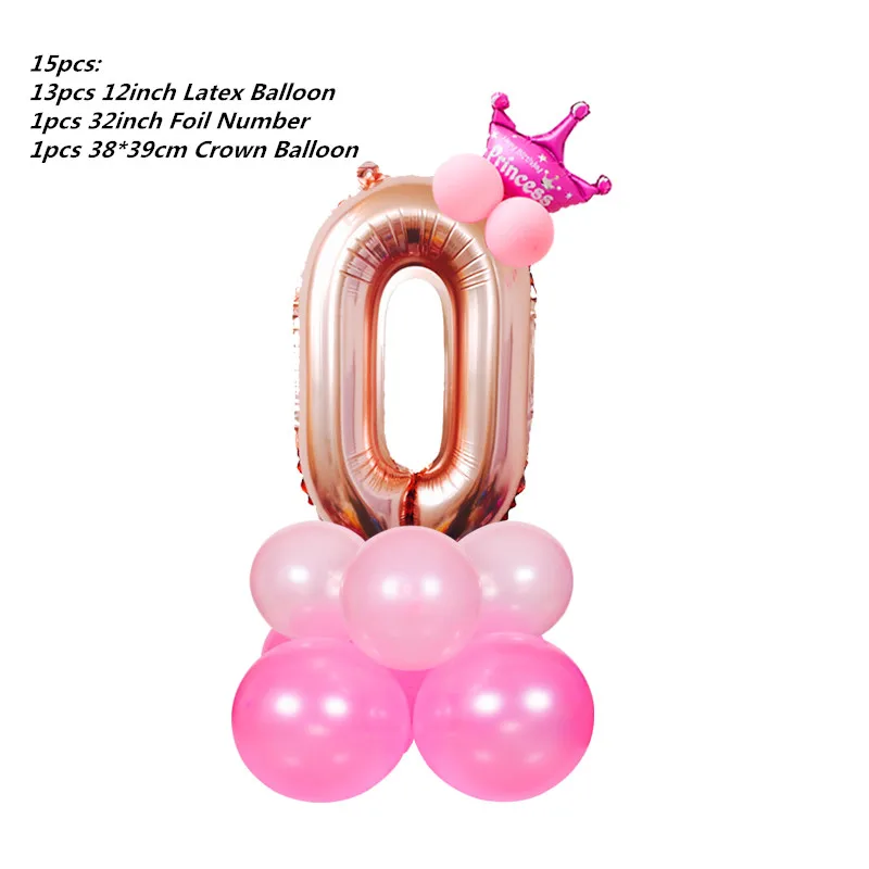 Pink 0 set Счастливые шляпы для празднования первого дня рождения, декоративная крышка, один праздничный колпак, корона принцессы, 1-й 2-й 3-й год, детский аксессуар для волос - Цвет: Pink 0 set
