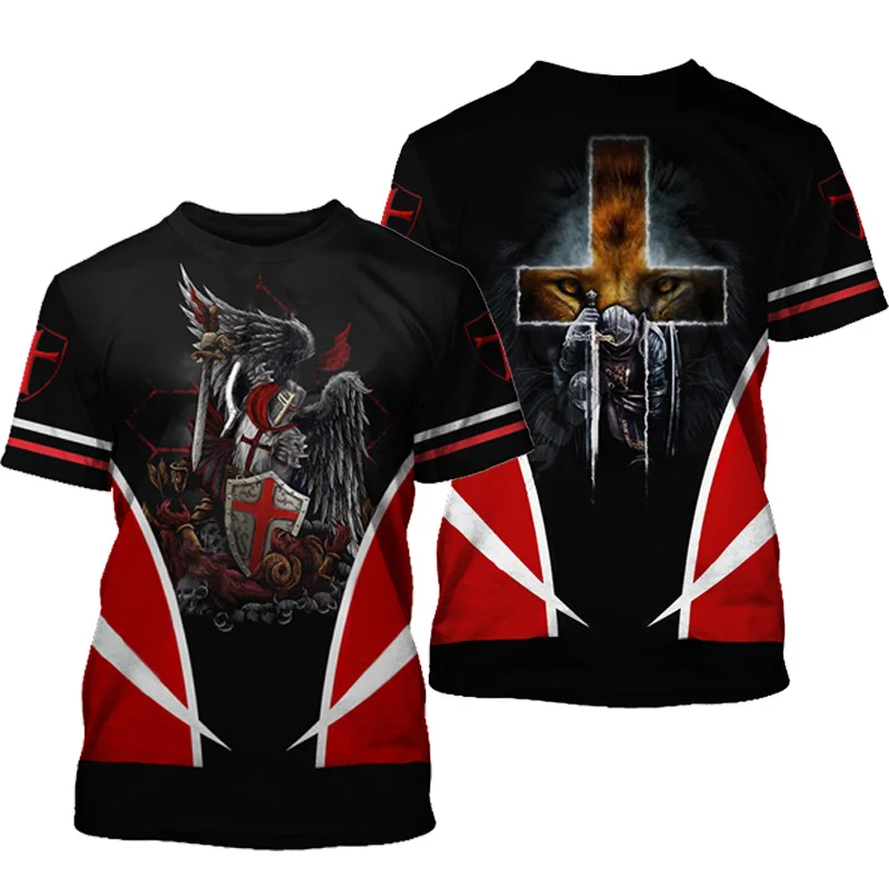

Футболка Templar Knight мужская с 3D-принтом, Модная стильная тенниска с круглым вырезом и короткими рукавами, повседневная майка, большие размеры, ...