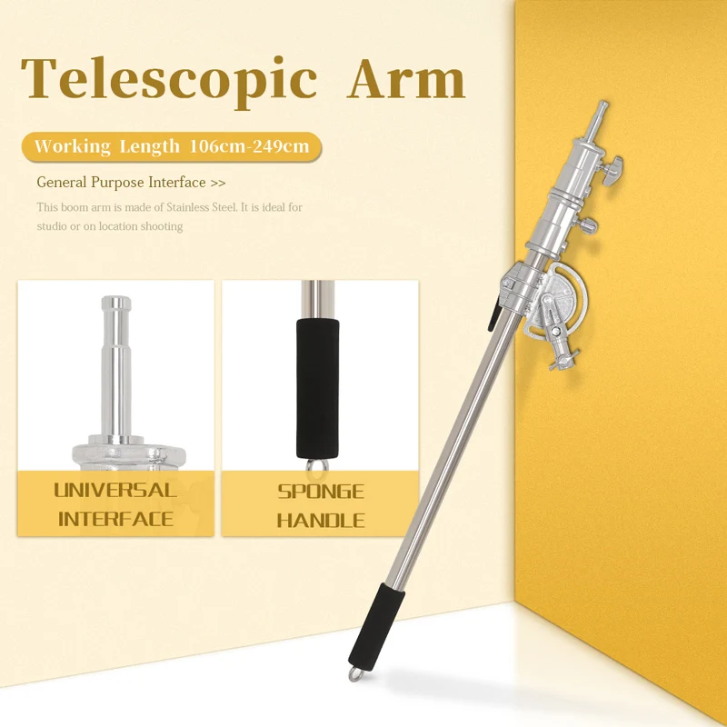 Stainless Steel Cross Arm 106cm-249cm Photo Studio Kit Light Stand With Weight Bag Photo Studio Accessories Extension Rod enlarge