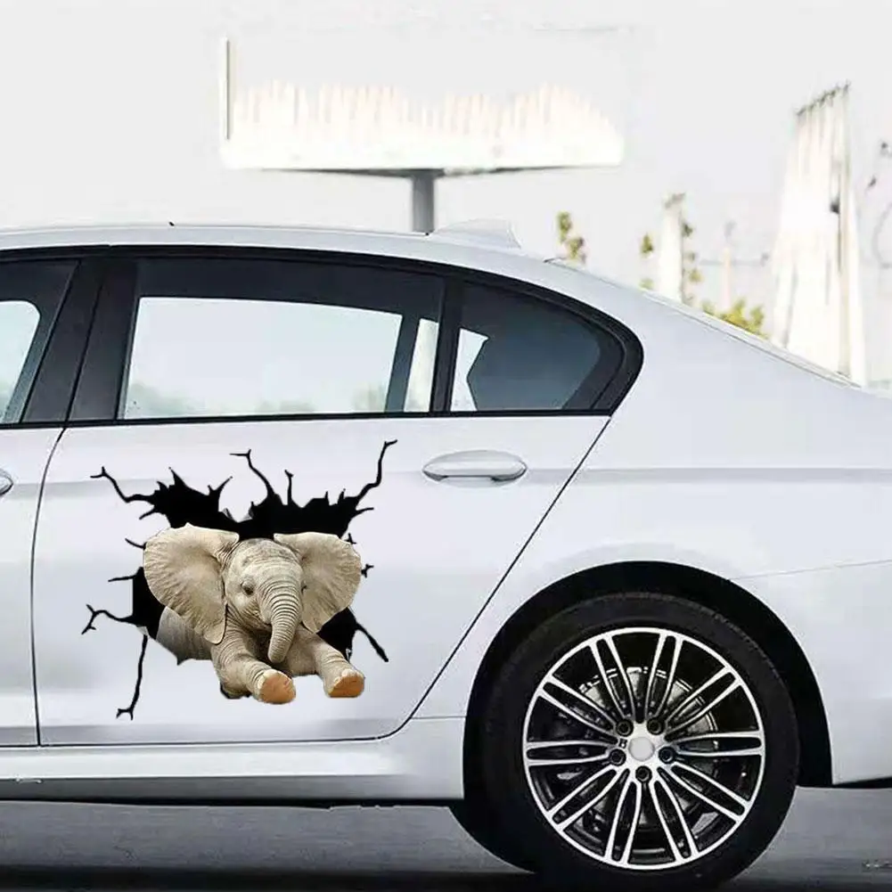 Наклейка на автомобиль в виде слона красочный дизайн наклейка с цветами черное