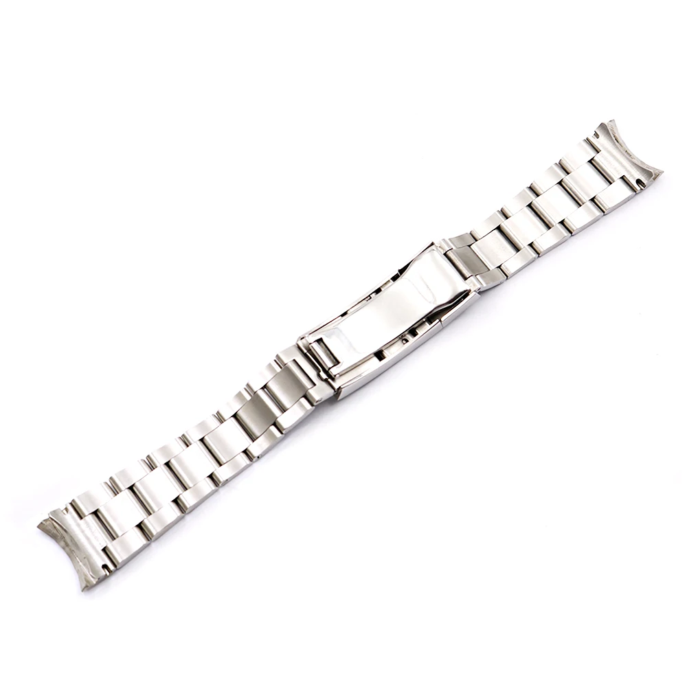 CARLYWET 20 21mm Silver Brushed Watch Band Steel Screw Link Replacement Wrist Bracelet Flip Lock Clasp For Rolex Oyster Deepsea