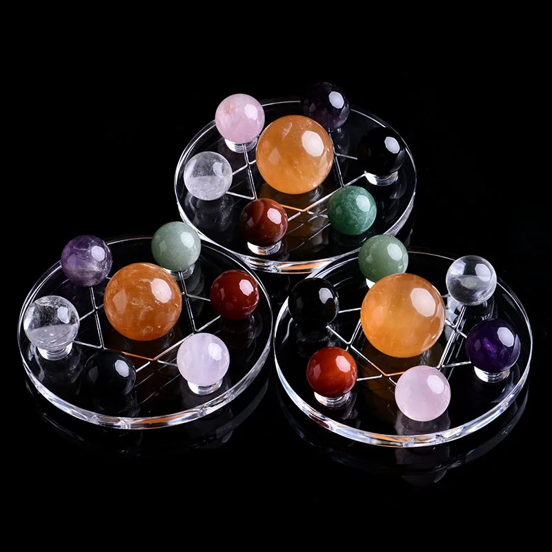 

1PC natural crystal rose quartz amethyst seven-star disc combination home decoration study room decoration DIY gift decoration