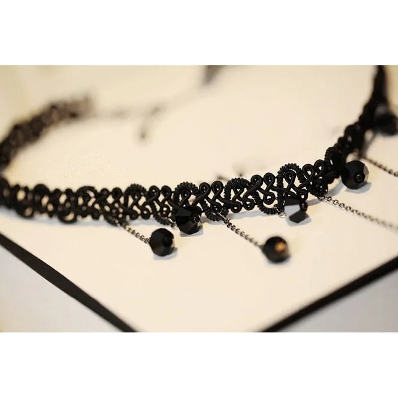 Корейский стиль кружевная цепочка подвеска ожерелье искусственные кристаллы с