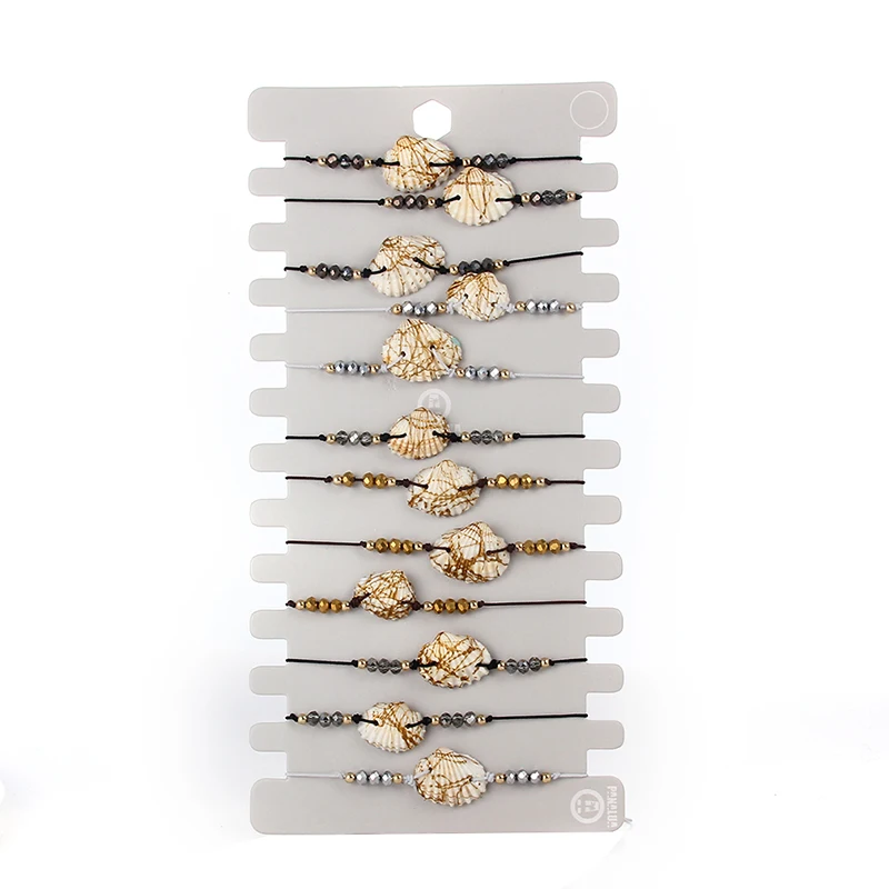 12 шт./лот очаровательные плетеные браслеты в богемном стиле с ракушками и