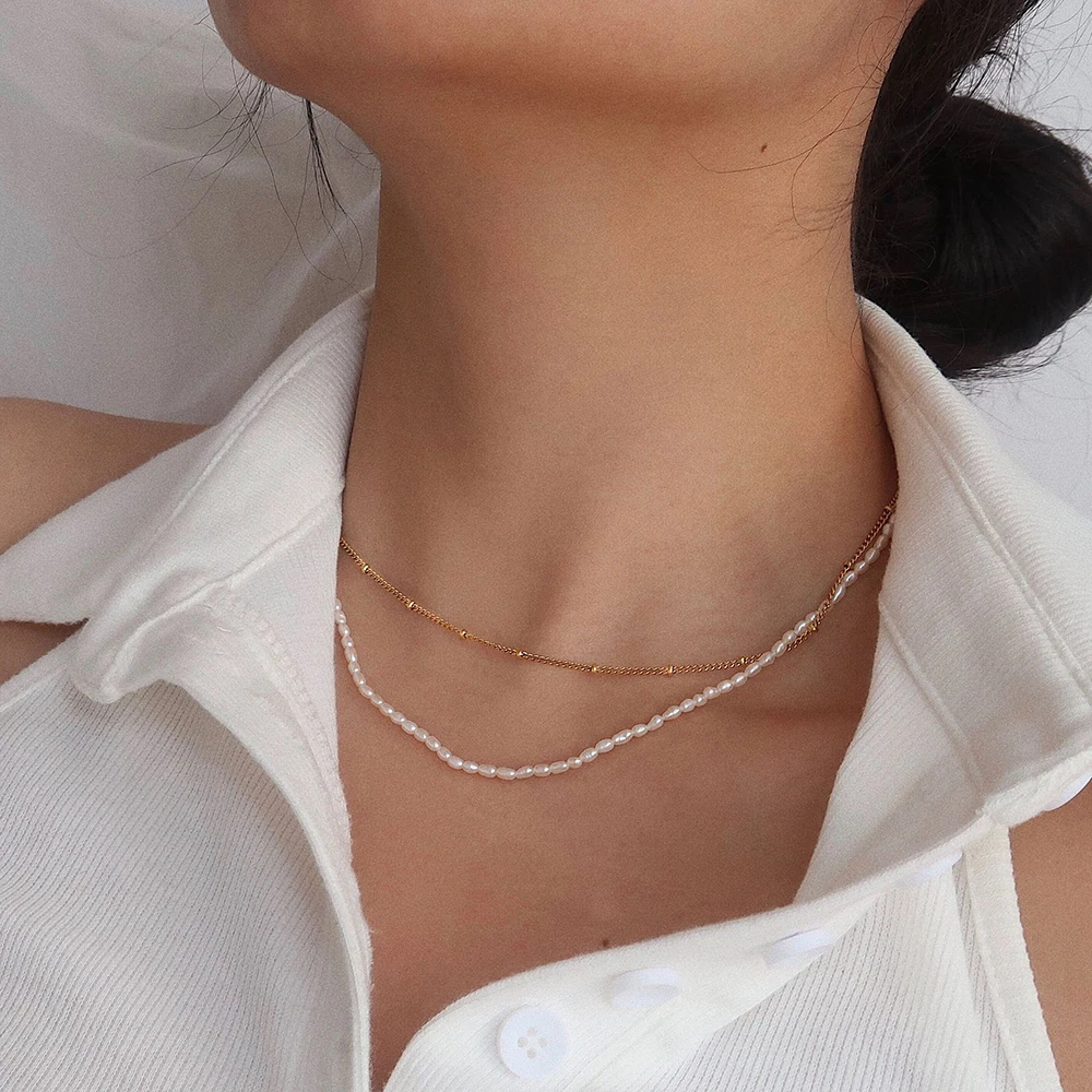 

IPARAM Women's Pearl Bead Chain Collar Necklace Retro Multilayer Pearl Chain Choker Necklace 2021 Bohemian Trend Jewelry Gift