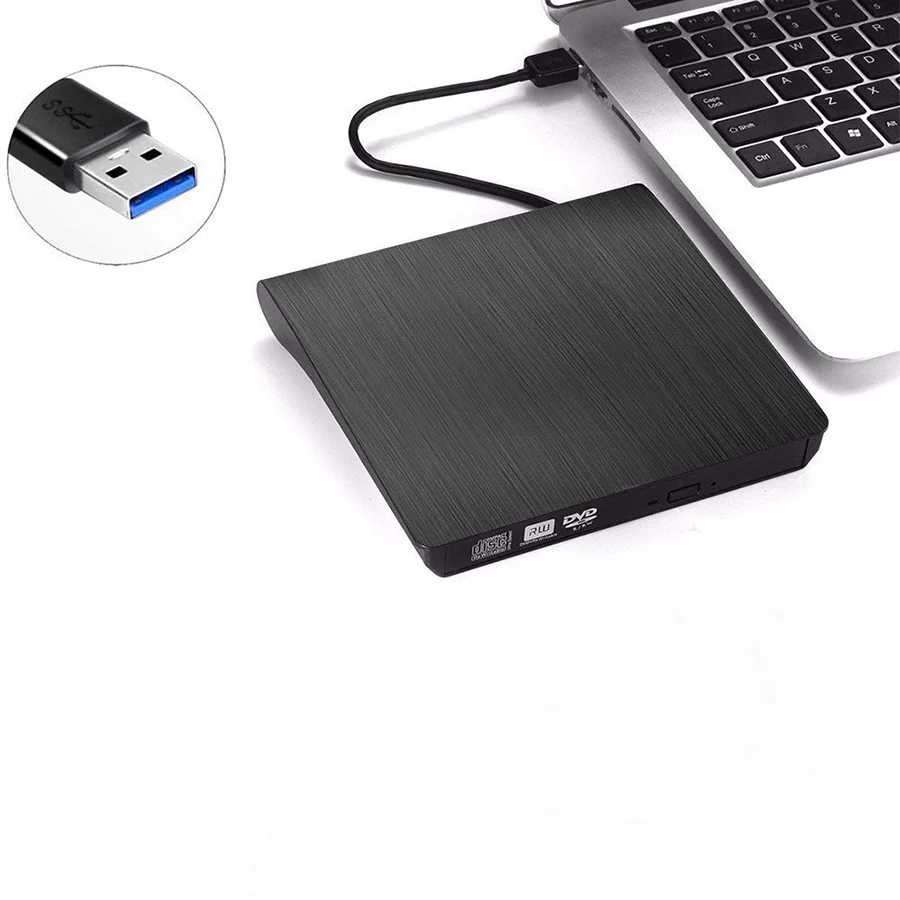 

External CD Drive + USB 3.0 Portable CD/DVD +/-RW Drive Slim DVD/CD ROM Rewriter Burner Compatible w/Laptop Desktop PC Windows