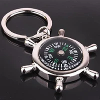 fashion compass keychain creative gift keychain helmsman steering wheel compass gift collection