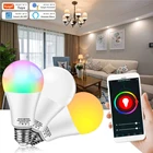 Светодиодная лампа E27 лампа для дома B22, умная меняющая цвет Светодиодная лампа RGB, подключенная к Tuya Alexa Echo Google Home с функцией таймера с регулируемой яркостью
