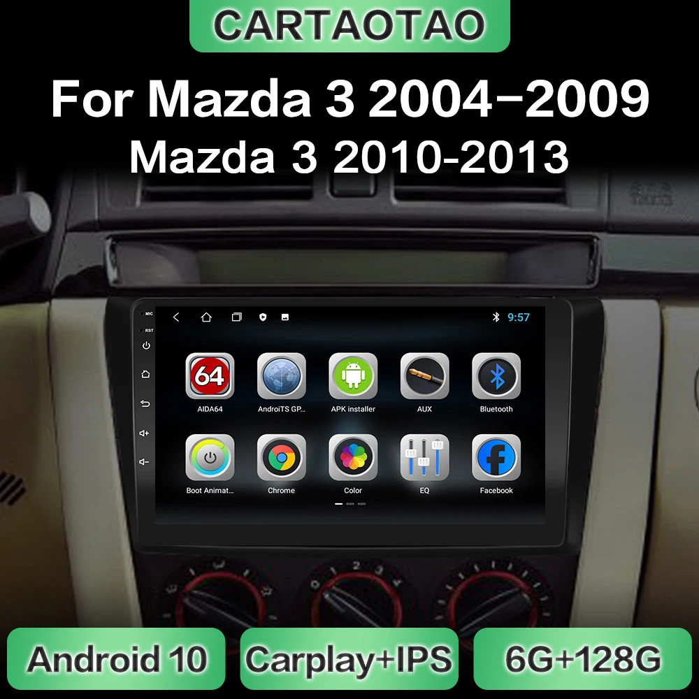 Автомагнитола 2DIN на Android 10 с GPS навигацией Wi Fi мультимедийный плеер CarPlay для Mazda 3 2004