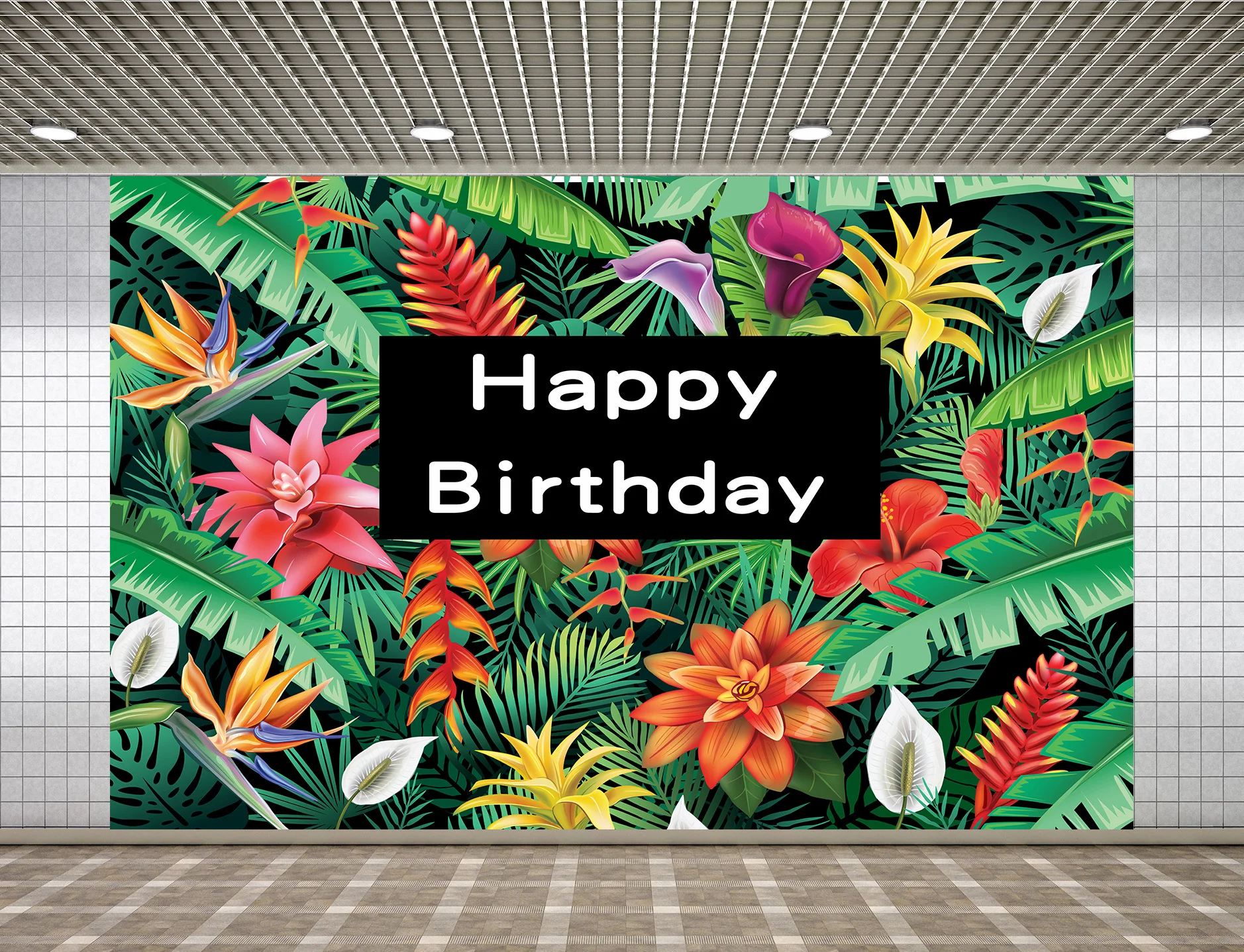 

Lyavshi Birthday party comes from the background of tropical flowers and leaves Photo Vinyl Studio Props Photography Backdrops