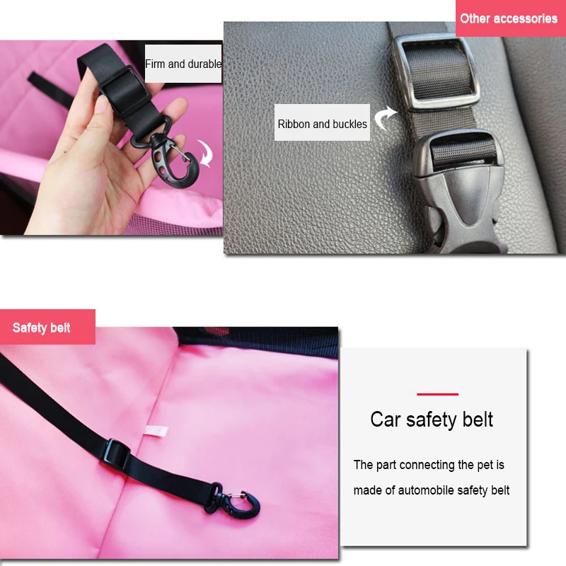 

Pet Car Mat Mesh Waterproof Hanging Bag Breathable Double Thickening Zipper Pocket Design Safety Lead