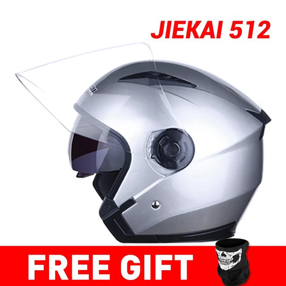 JIEKAI мотоциклетный шлем с открытым лицом Capacete мотоциклетный шлем Motocicleta Cascos Para мото гоночные мотоциклетные винтажные шлемы - Цвет: JK512-Silver