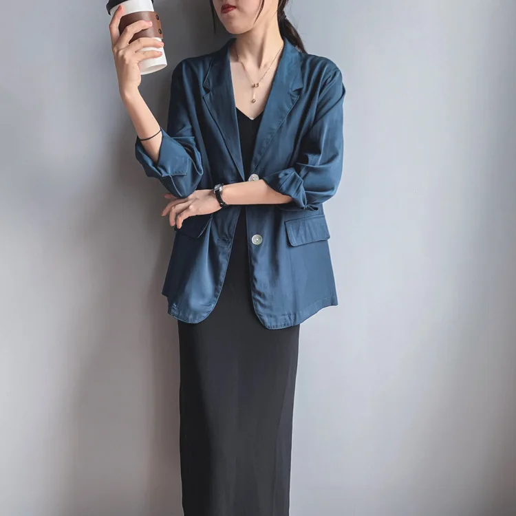 Новинка 2020 женский весенний Блейзер пальто с отложным воротником женское