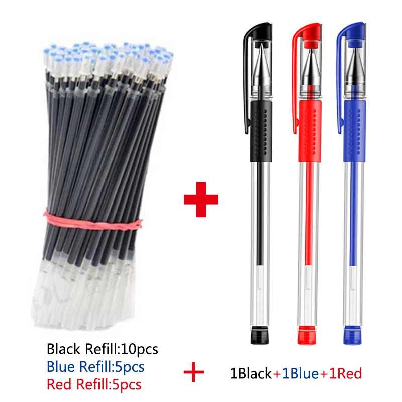 23PCS Gel Pen 0.5mm Black/Blue/Red Ink Bullet/Roller Cap Pulling Design Write Smoothly Writing Stationery | Канцтовары для офиса и