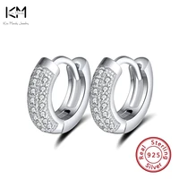 kiss mandy real 925 sterling silver crystal cz hoop earrings women simple round circle ear jewelry female fashion jewelry se103