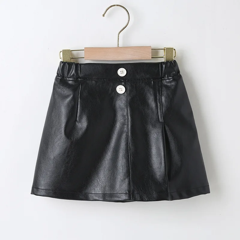 Кожаная юбка на пуговицах для девочек 2 6 лет|Юбки| |