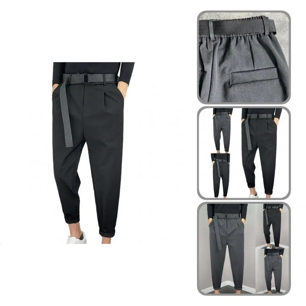 

Trendy Smooth Spring Trousers Pencil Pants Elastic Waist Wear-resistant