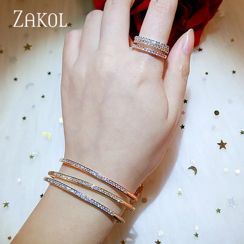 ZAKOL Топ и браслет для Для женщин Captivate ползунок блестящими камнями розового