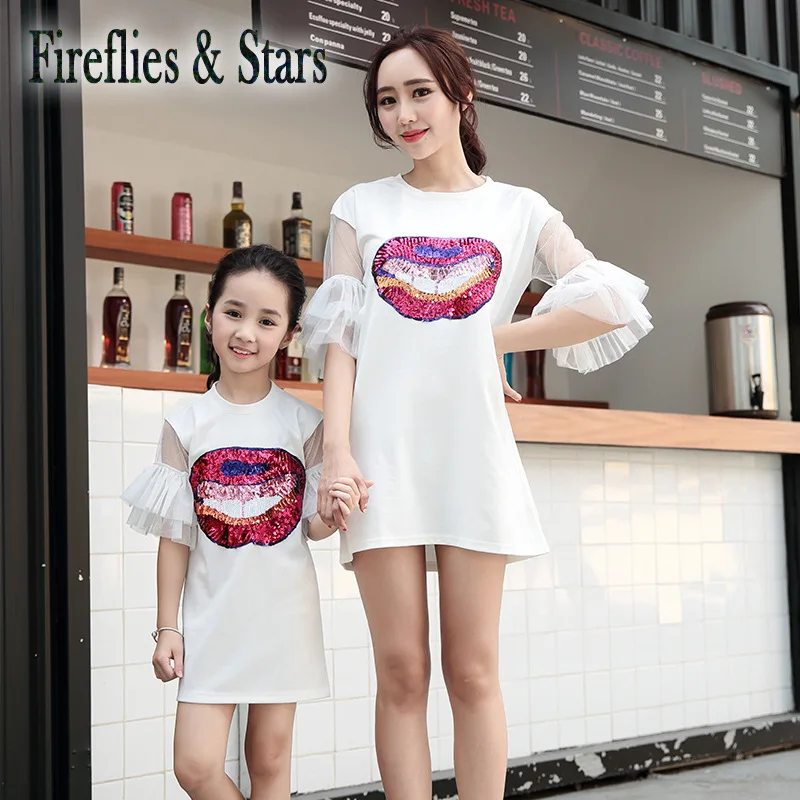 Летние мать и дочка платье одинаковые комплекты для семьи мамы девочек