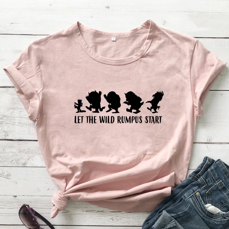 

Let The Wild Rumpus Start/футболка высокого качества, летняя футболка с коротким рукавом и графическим рисунком, Милая женская футболка Tumblr, хипстерск...