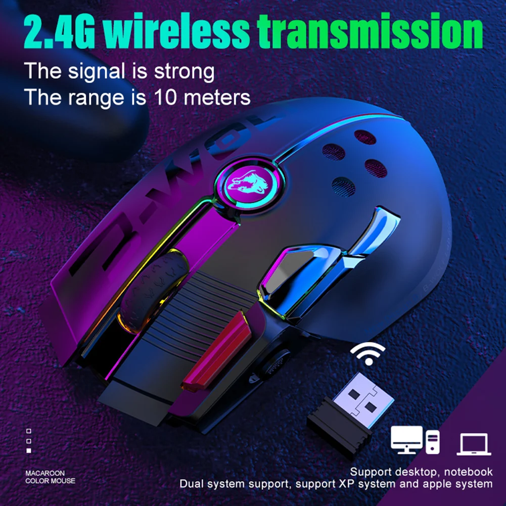 Игровая мышь PAW 3325 проводная + беспроводная компьютерная с RGB-подсветкой 12000 DPI 11