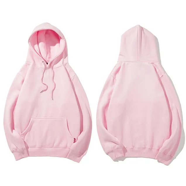 A18895 Pink Мужская толстовка с капюшоном в винтажном стиле, однотонный зимний флисовый пуловер, худи в стиле Харадзюку, хип-хоп, уличная одежда, осень, городская одежда - Цвет: A18895 Pink