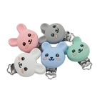 Пустышка-прорезыватель Chenkai из силикона, зажимы в виде кроликов, не содержит бисфенола А, соска с животным, 5 шт.