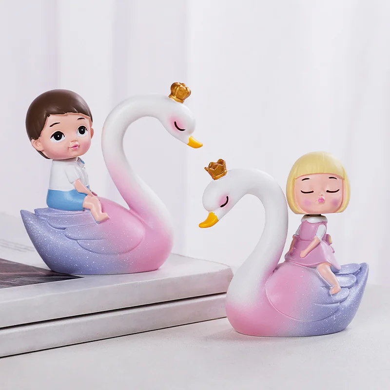 

Креативный мультяшный лебедь украшение из смолы милый парный подарок на день рождения автомобильный Декор кавайный Декор для комнаты