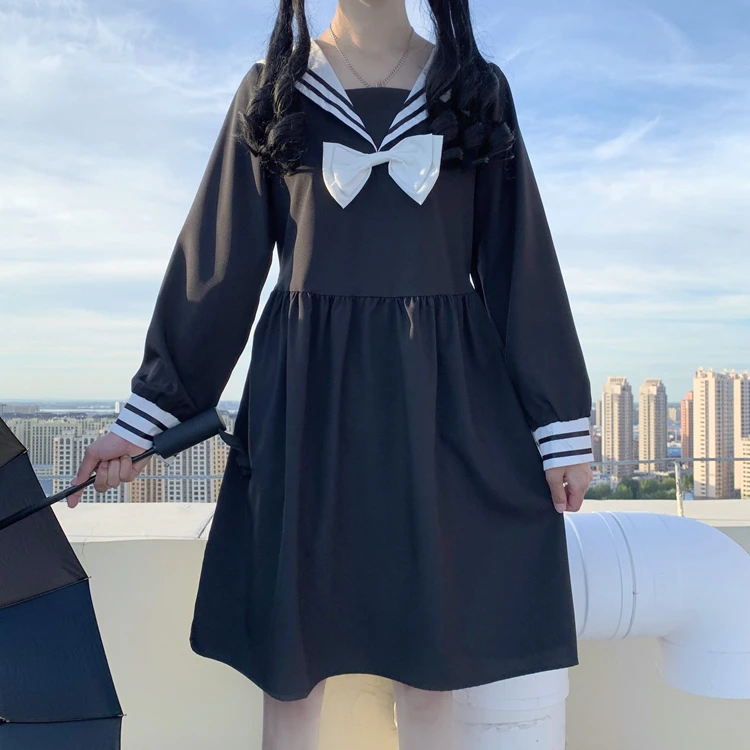 

Dark Kawaii Dress Lovely Girl Skirt Lolita Women Summer Dress JK School Uniform Sweet Girl Loose Vetidos Vintage Clothes