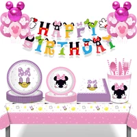 disney mickey minnie girl baby baptism birthday party holiday tableware 8 personal paper plates tissue paper cups party decor