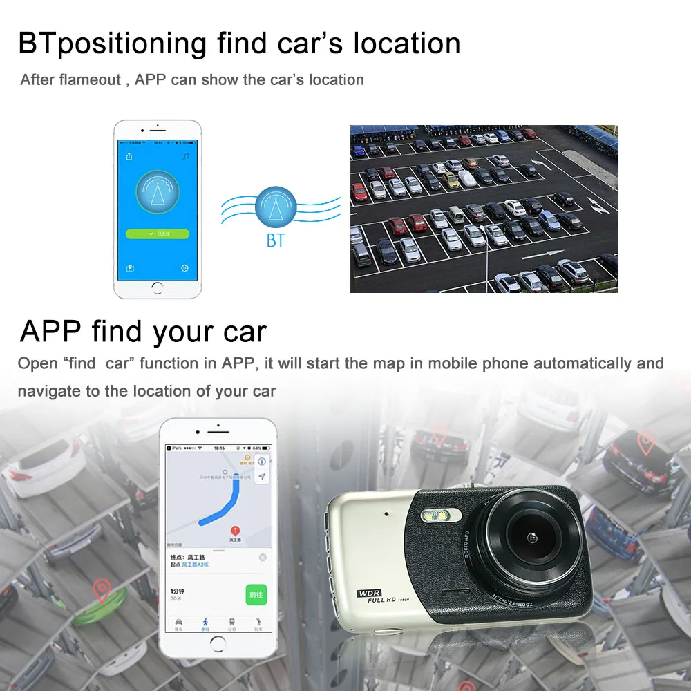 Мини 4 &quot дюймовый автомобильный видеорегистратор с двумя объективами видео