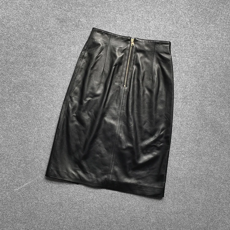 Женская юбка-карандаш из овечьей кожи шикарная кожаная юбка с высокой талией