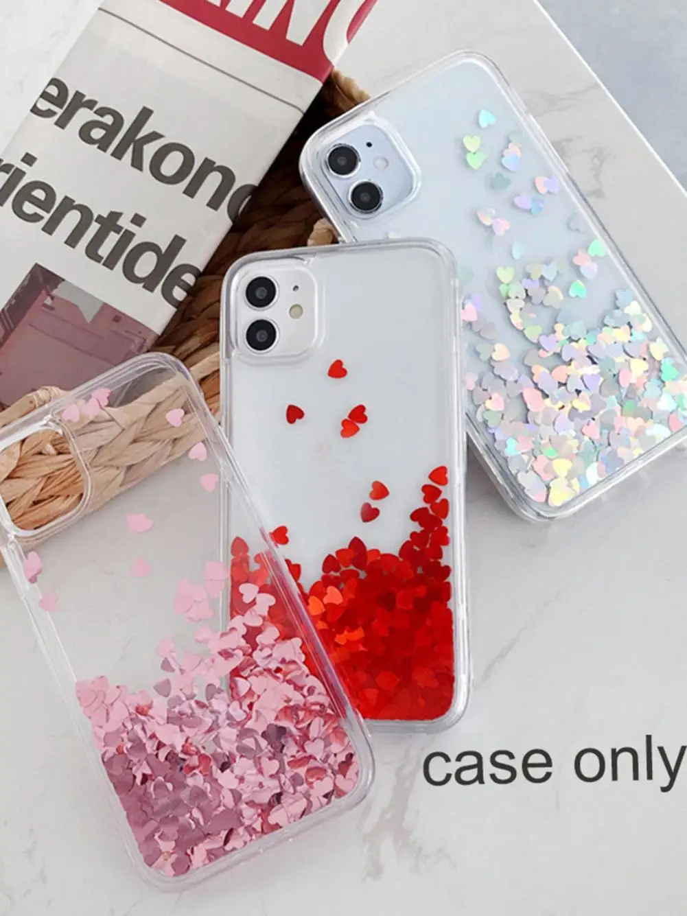 

Transparent Glitter Case For iPhone12 MaxShockproof Bumper Coque Soft Slim Girls Cute Z2Y4