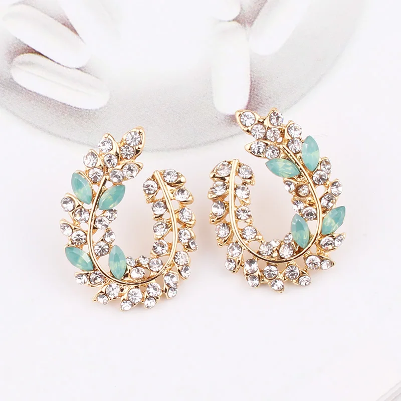 

LUBOV Bohemia Handmade Crystal Acrylic Leaf Stud Earring For Women Date Gift Wholesale Jewerly
