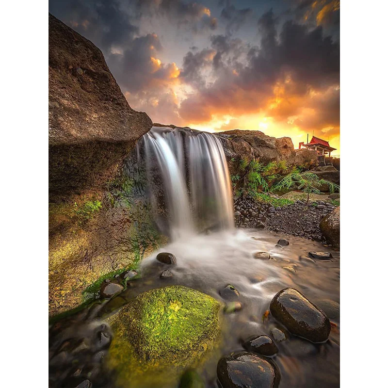 

Алмазная живопись 5D "сделай сам", пейзаж с водопадом, вышивка крестиком, мозаика, стразы, домашний декор, подарки ручной работы