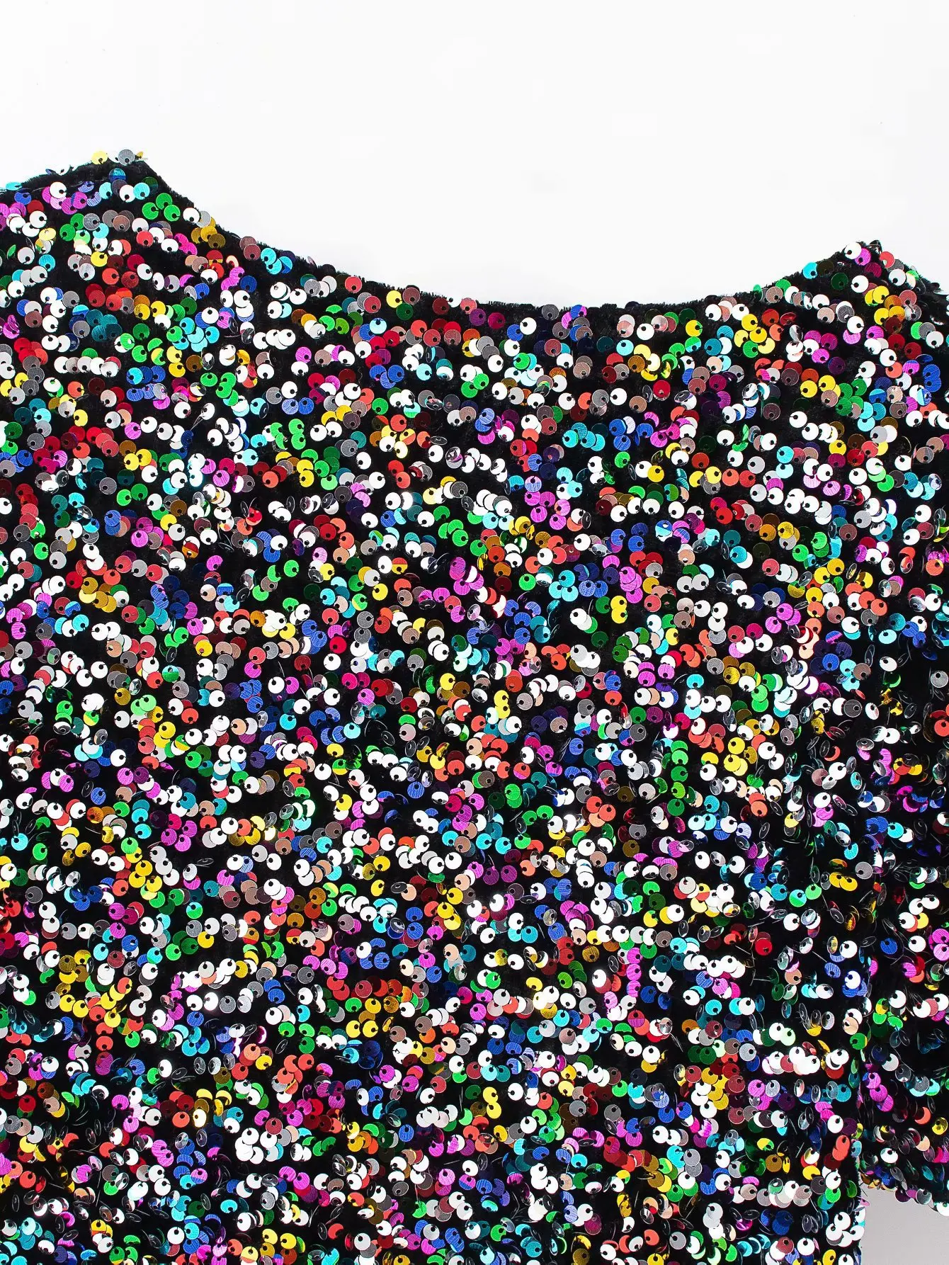 

Women's Fashion V-neck Pullover Sequined T-shirt Short Bling Tees