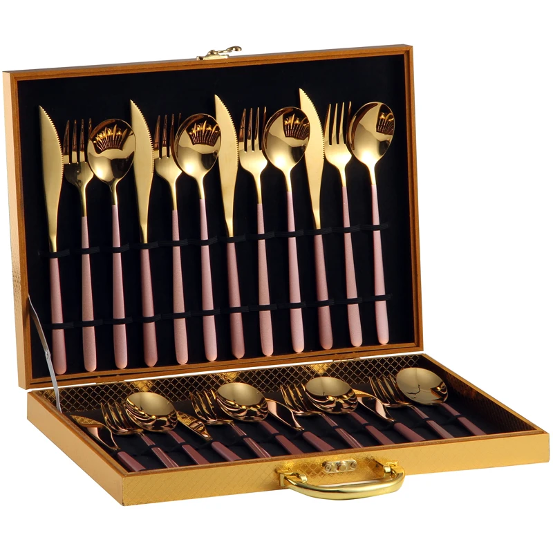 

Gift Box High Grade Tableware Set Knife Fork Spoon Nordic Cutlery Set 24 Piece Cutlery Dinnerware Set Eco Friendly Kitchen Set