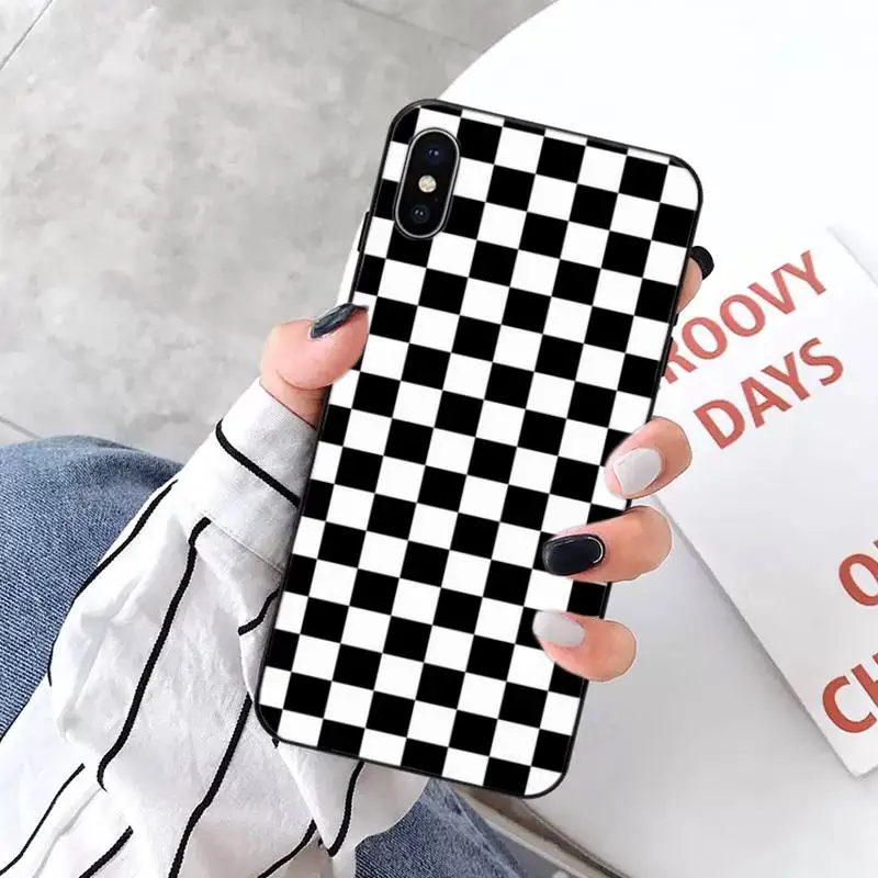 

Black and white checkerboard Phone Case for iPhone 11 12 pro XS MAX 8 7 6 6S Plus X 5S SE 2020 XR mini
