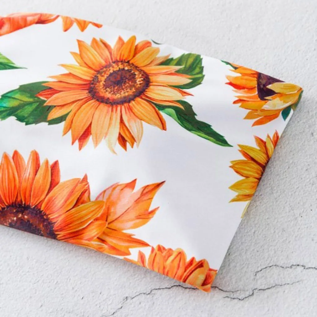 Женский милый купальник-бикини с цветочным принтом топ и низ комплект бикини из