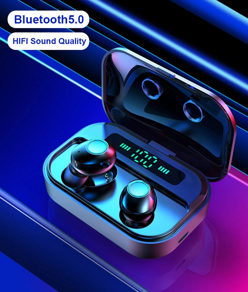 Newmsnr M7 Bluetooth 5,0 беспроводной светодиодный дисплей питания наушники, HD стерео HIFI Звук шумоподавление коснитесь управление